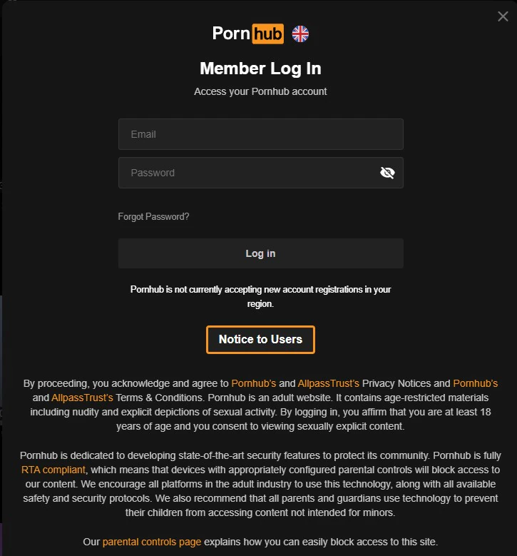 Pornhub Blocked in the UK